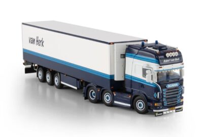 WSI  SCANIA R 6 TOPLINE 6X2 TWIN STEER + REEFER TRAILER 3 AXLE  VAN HERK TONOTYS EXCLUSIEF