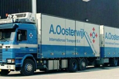 Oosterwijk - Scania 143-420 motorwagen met 2-assige wipkar