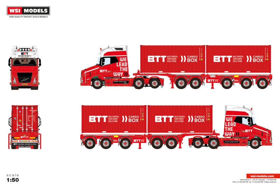 BTT Multimodal Container Solutions; VLASTUIN TORPEDO VT5 AERO GLOBETROTTER XXL 6X2 TAG AXLE 2CONNECT COMBI TRAILER - 5 AXLE + 2X 20FT CONTAINER - Afbeelding 2
