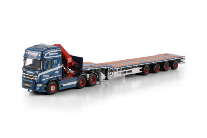 Vindelsbaek; SCANIA R HIGHLINE CR20H 6X2 TAG AXLE TELESTEP FLATBED TRAILER - 4 AXLE WITH PALFINGER PK 65002 SH