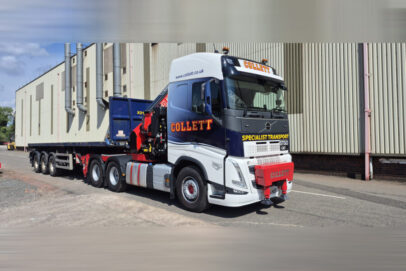 Collett; VOLVO FH5 MY2024 GLOBETROTTER 6X4 FLATBED TRAILER - 3 AXLE WITH FASSI 1100